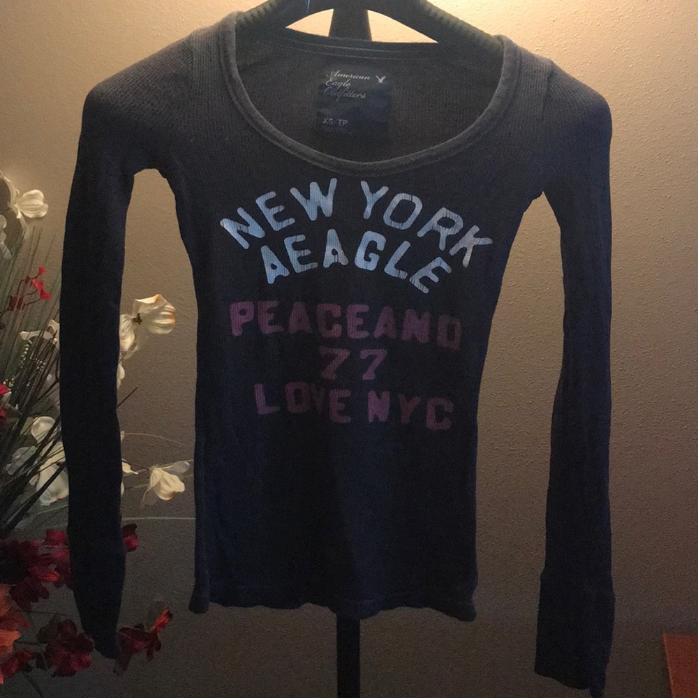 American Eagle long sleeve knit shirt Gray adultXS